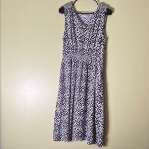 Croft & Barrow Black and White Geometric sleeveless Midi Dress